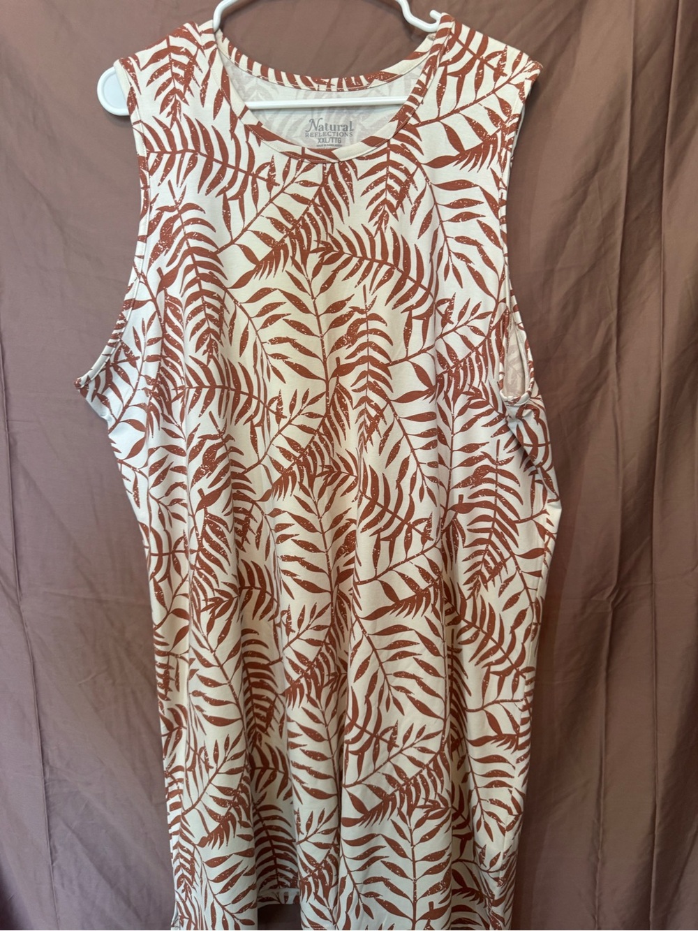 Natural Reflections Leaf Print Sleeveless Dress - Cream & Rust